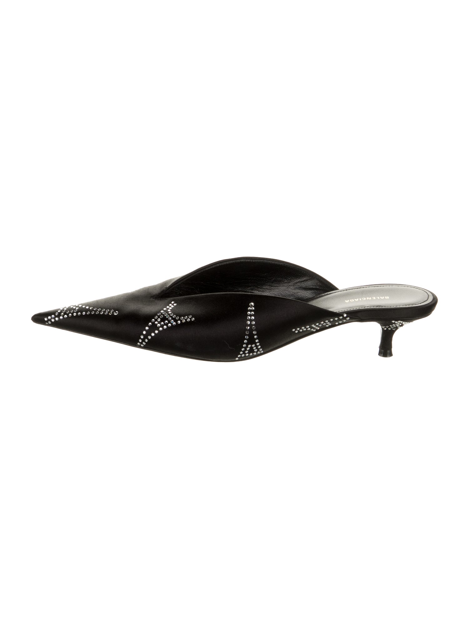 Balenciaga Satin Crystal Embellishments Mules